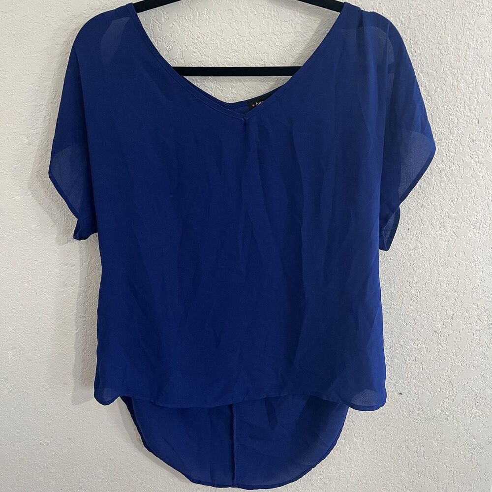 Heartsoul Women’s Cold Shoulder Top Blouse Short Sleeve Casual Shirt Size Large